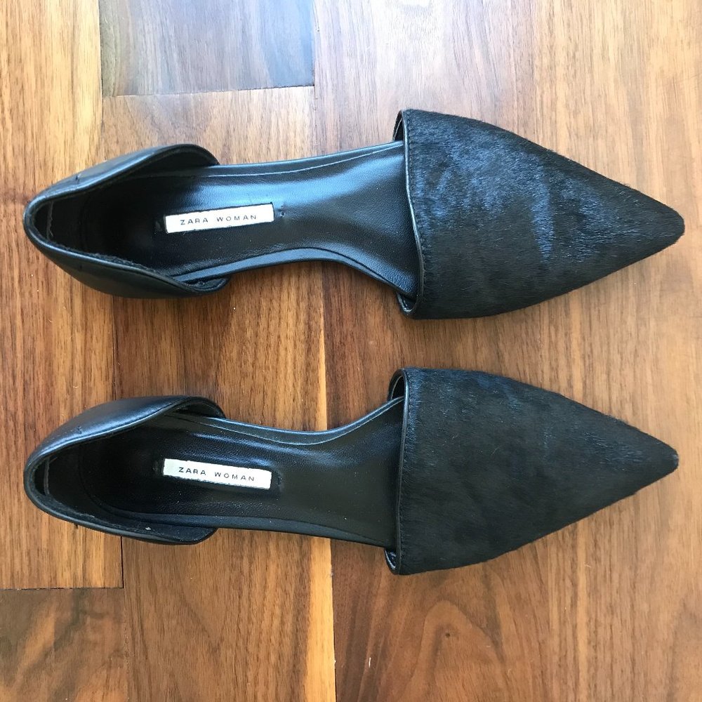 Zara pony hair leather mules